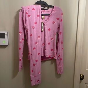 SKIMS Pink Heart Pattern Pajama Set